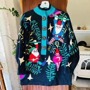 VINTAGE 90S LISA NICHOLS CHRISTMAS SWEATER Knit Beaded 1X